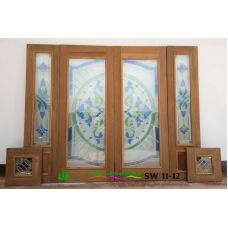 ประตูกระจกนิรภัยไม้สัก รหัส SW 11-12